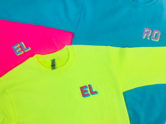 Custom Neon Shadow Block Embroidered Sweatshirt