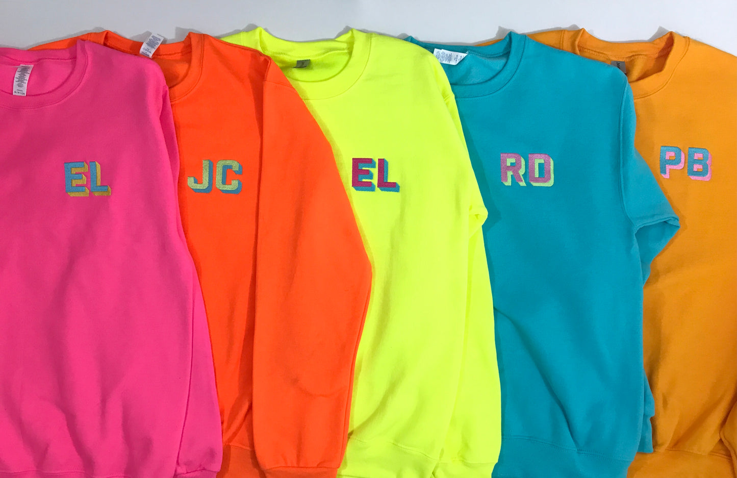 Custom Neon Shadow Block Embroidered Sweatshirt