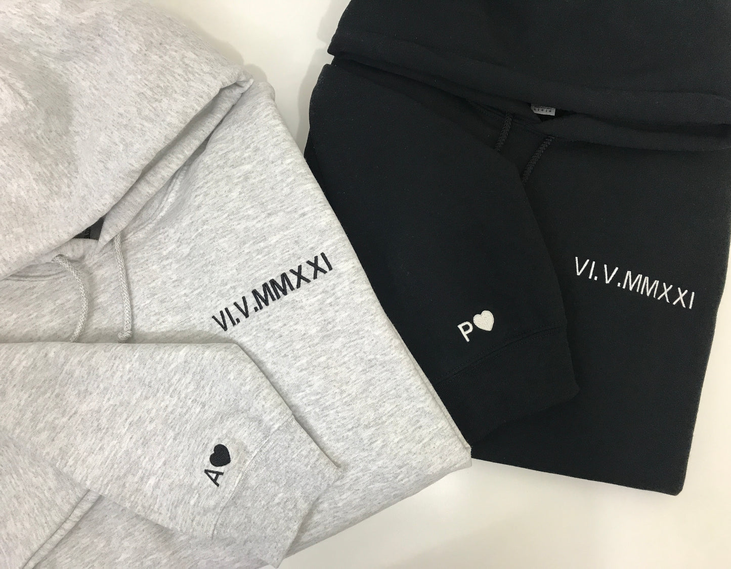 Custom Couples Roman Numeral Hoodies