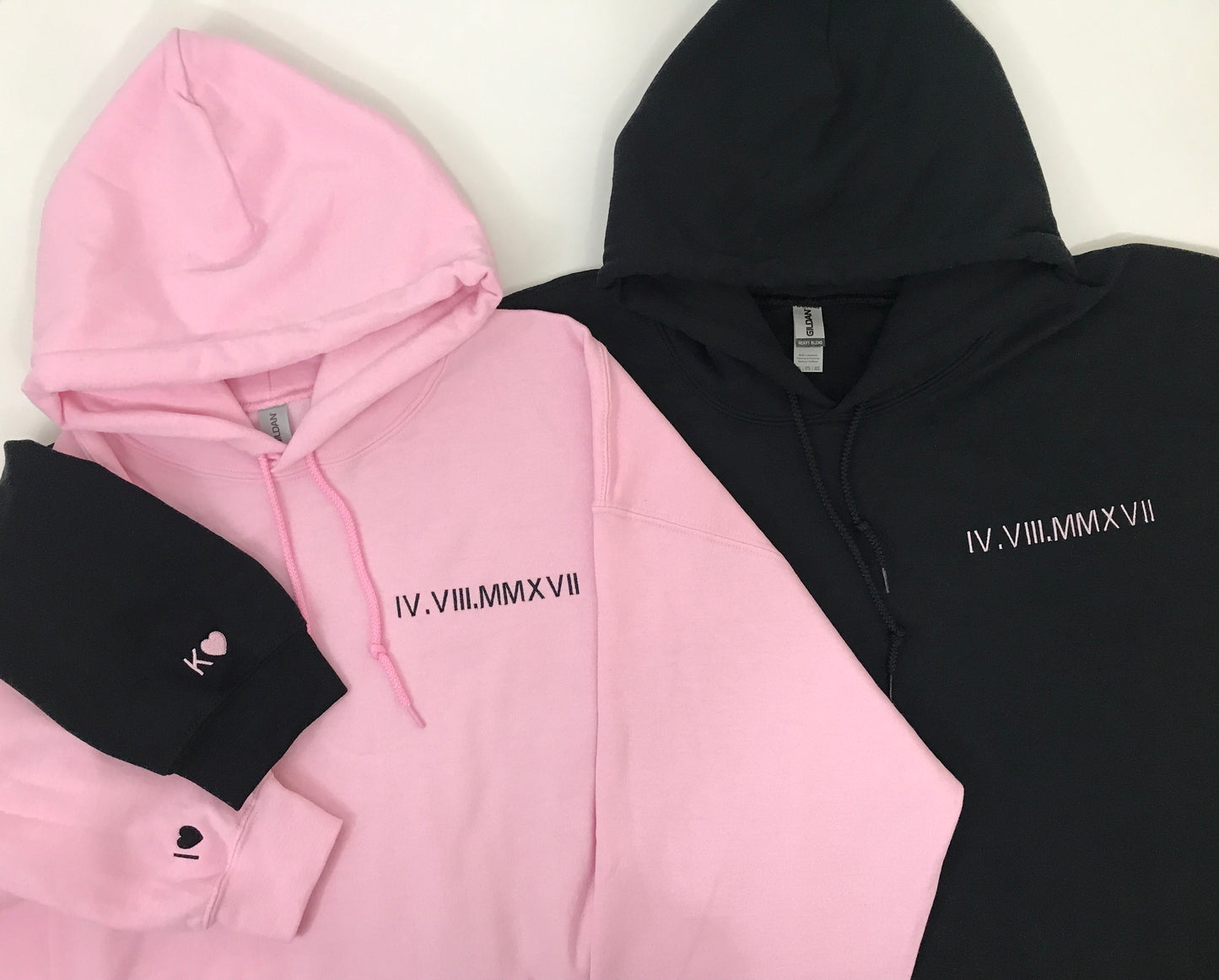 Custom Couples Roman Numeral Hoodies