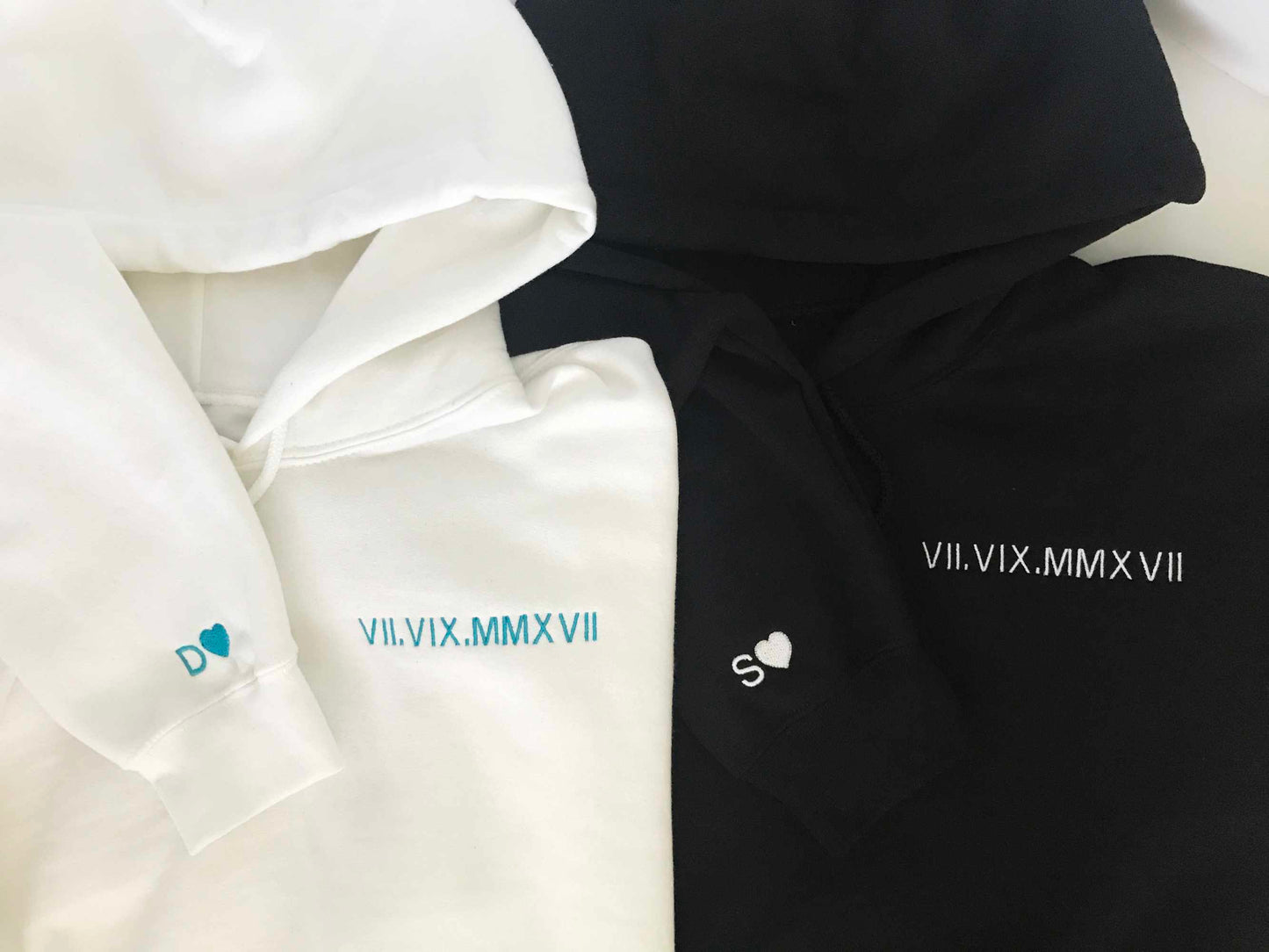 Custom Couples Roman Numeral Hoodies