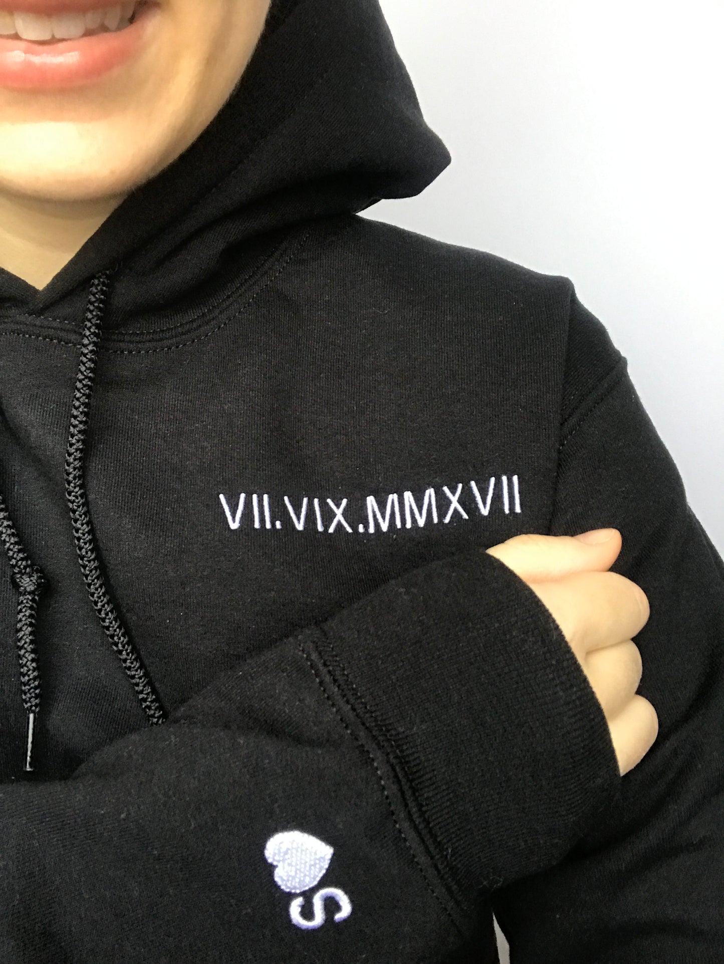 Custom Couples Roman Numeral Hoodies