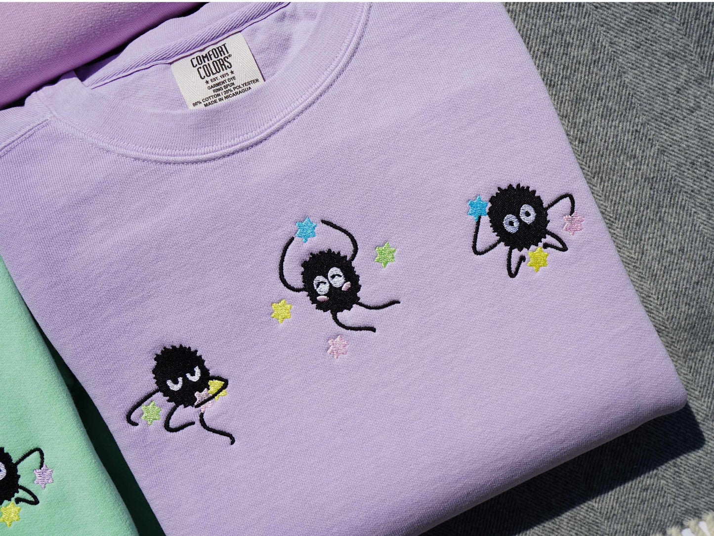 Kawaii Soot Sprite Embroidered Sweatshirt