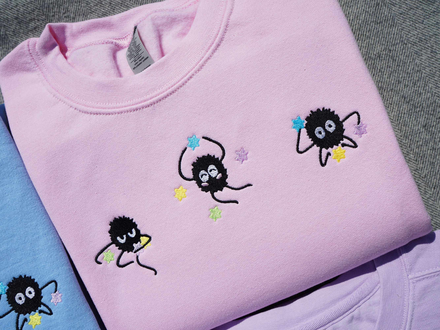 Kawaii Soot Sprite Embroidered Sweatshirt