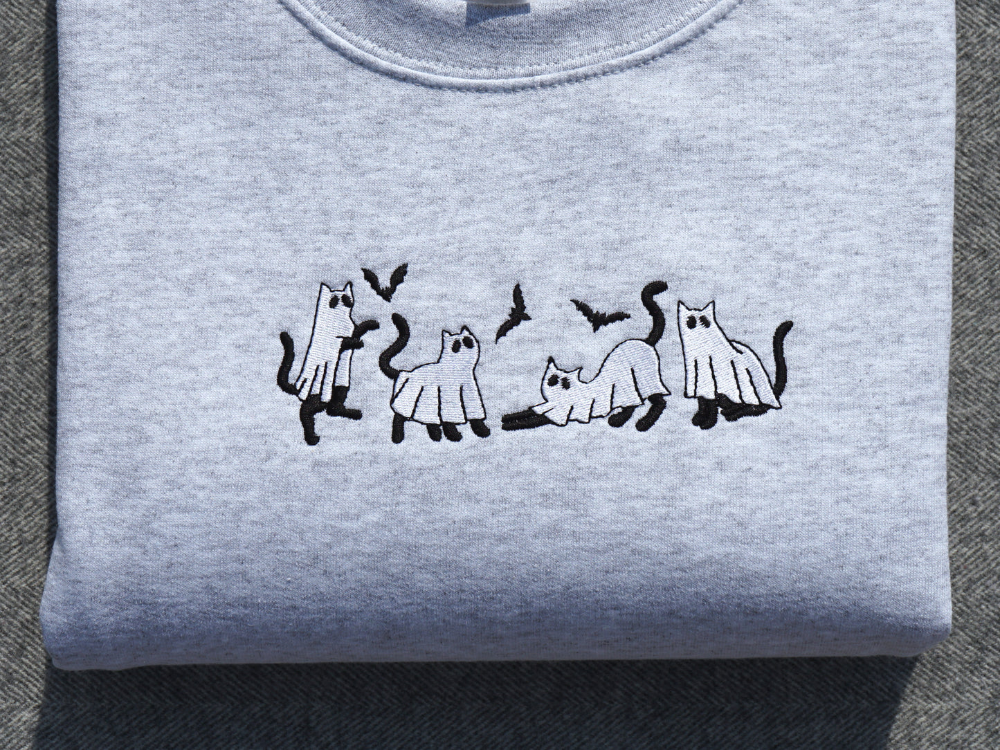 Ghost Cats Embroidered Sweatshirt