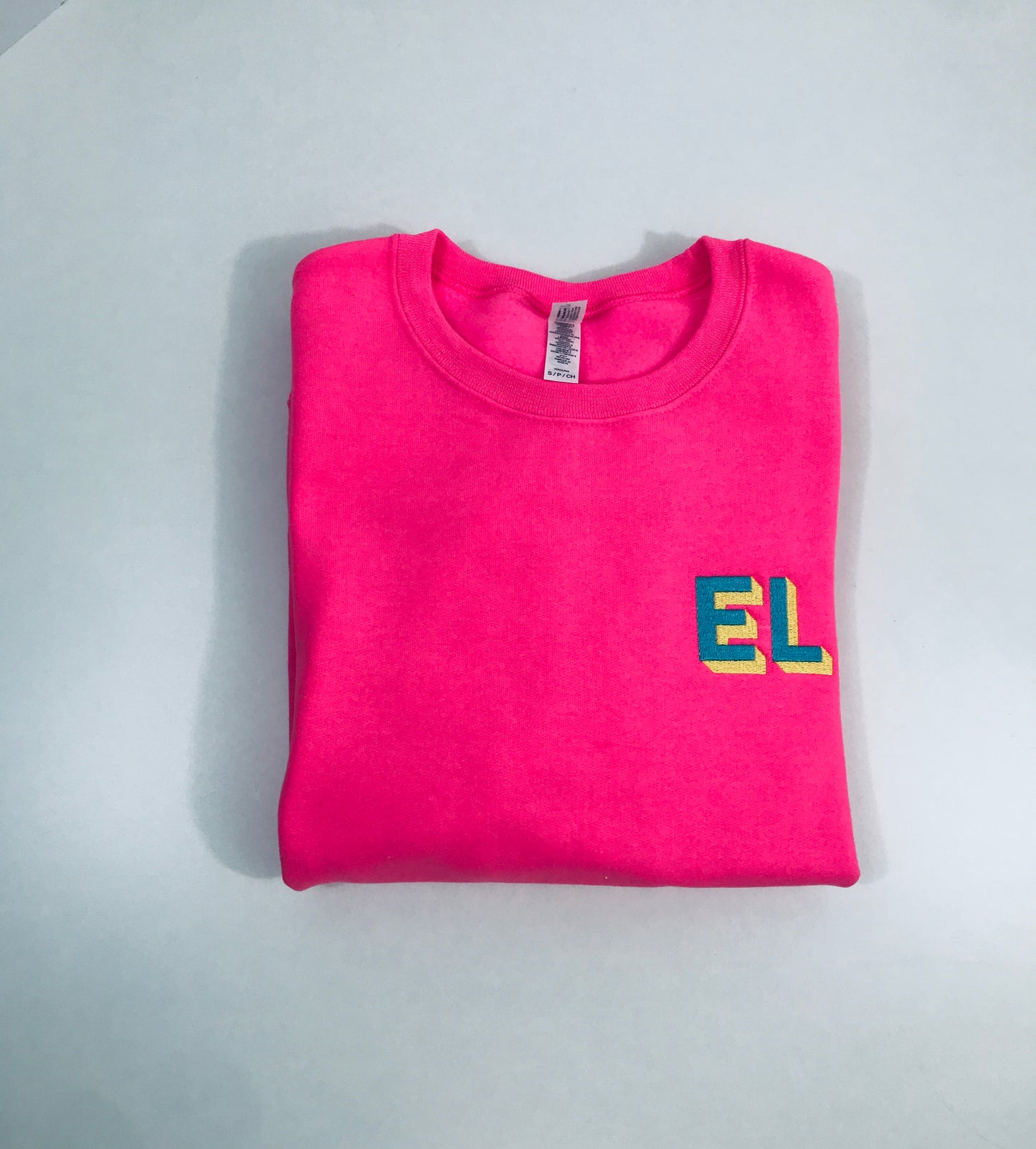 Custom Neon Shadow Block Embroidered Sweatshirt