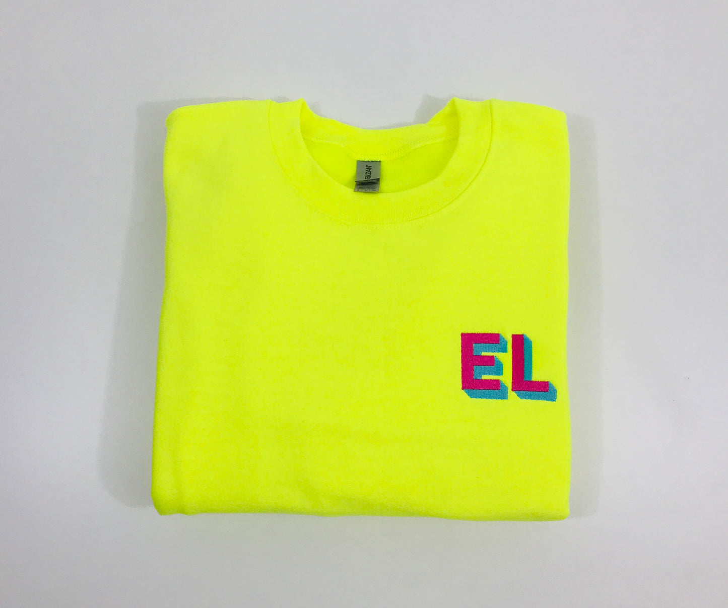 Custom Neon Shadow Block Embroidered Sweatshirt