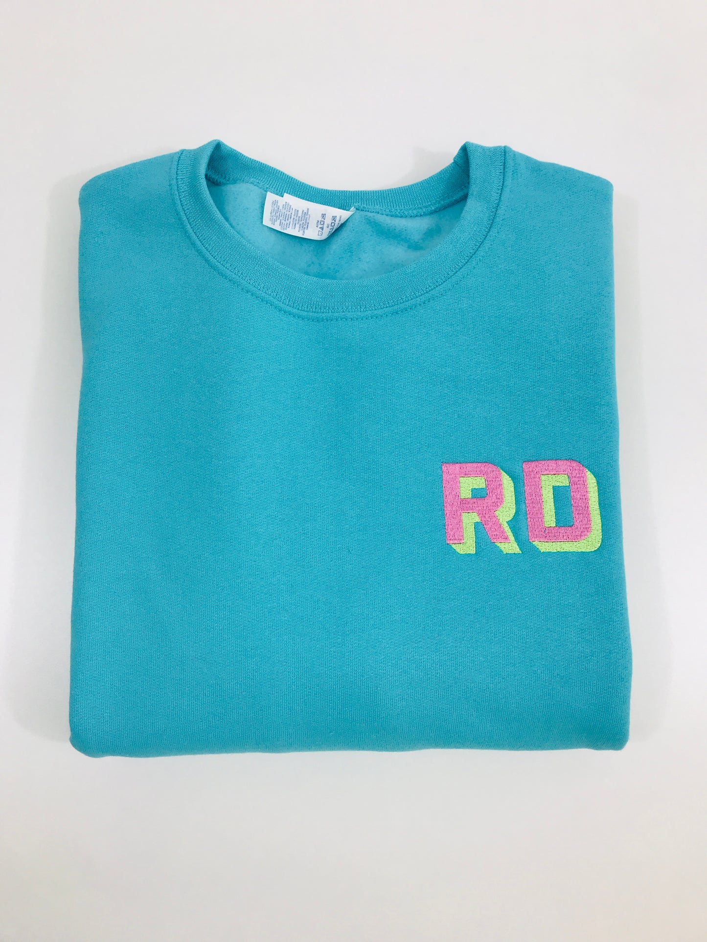 Custom Neon Shadow Block Embroidered Sweatshirt