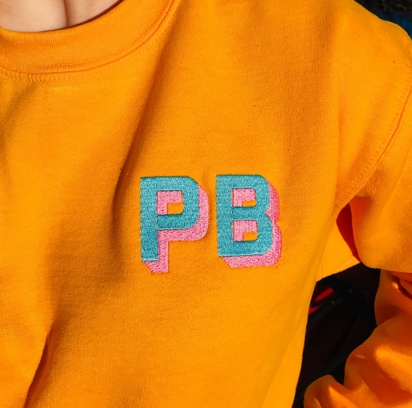 Custom Neon Shadow Block Embroidered Sweatshirt